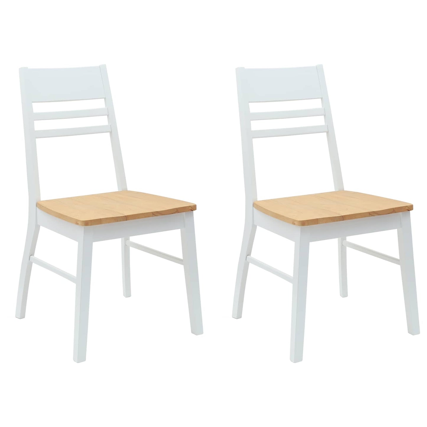 vidaXL Dining Chairs 2 pcs White 43 x 54 x 89 cm Solid Rubber Wood