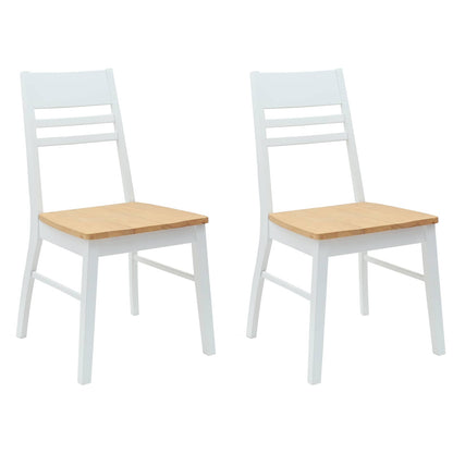 vidaXL Dining Chairs 2 pcs White 43 x 54 x 89 cm Solid Rubber Wood