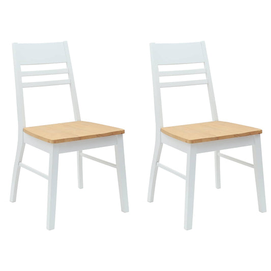 vidaXL Dining Chairs 2 pcs White 43 x 54 x 89 cm Solid Rubber Wood