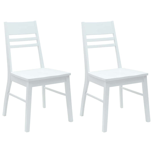 vidaXL Dining Chairs 2 pcs White 43 x 54 x 89 cm Solid Rubber Wood