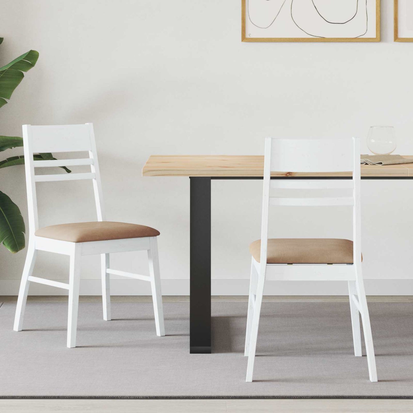 vidaXL Dining Chairs 2 pcs White 43 x 54 x 89 cm Solid Rubber Wood