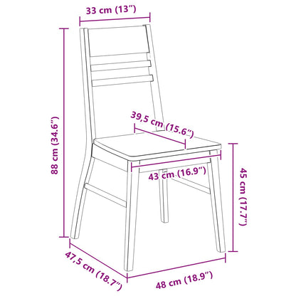vidaXL Dining Chairs 2 pcs White 43 x 54 x 89 cm Solid Rubber Wood