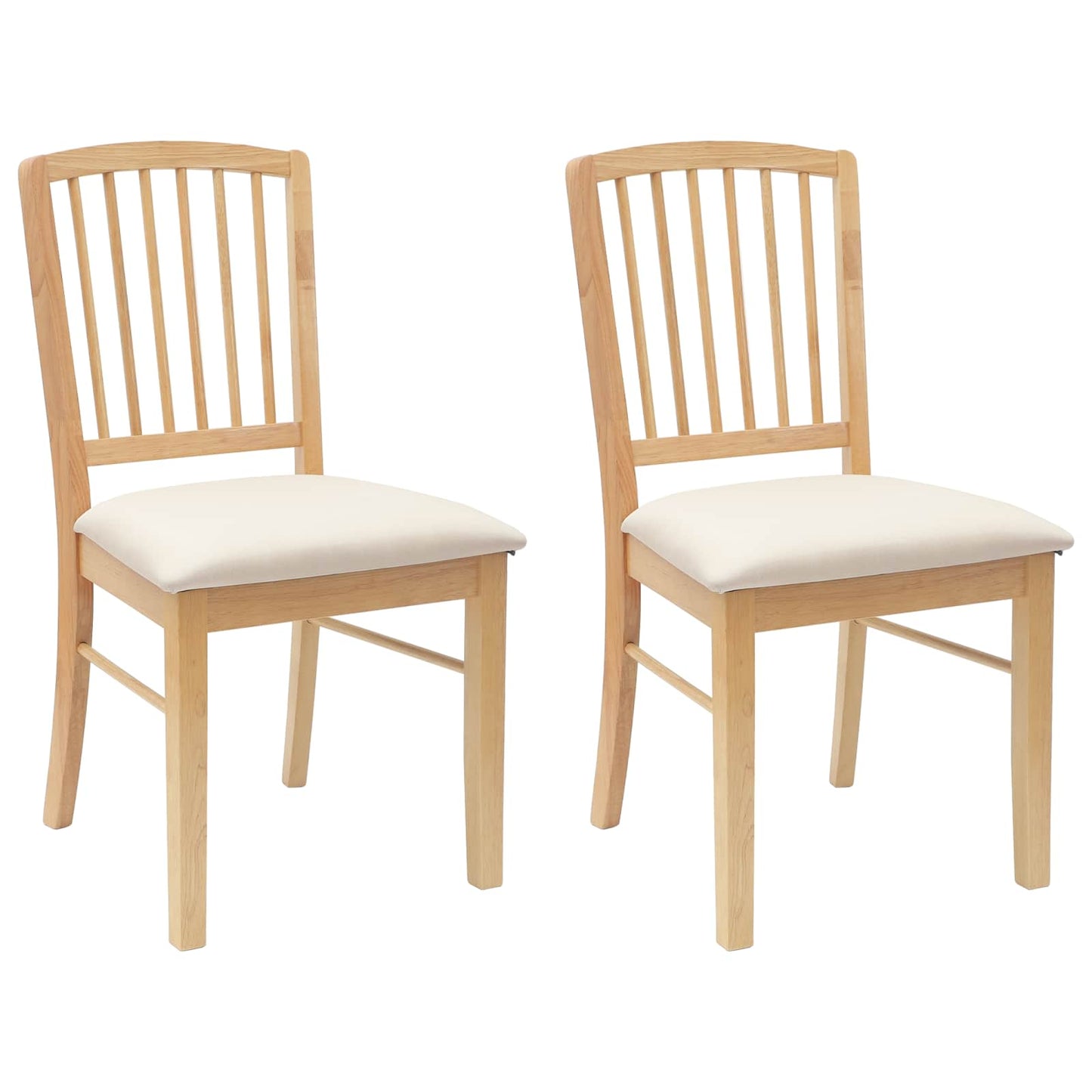 vidaXL Dining Chairs 2 pcs Natural 50 x 52.5 x 91 cm Solid Rubber Wood