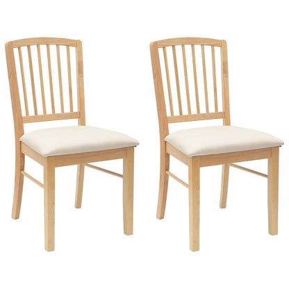 vidaXL Dining Chairs 2 pcs Natural 50 x 52.5 x 91 cm Solid Rubber Wood