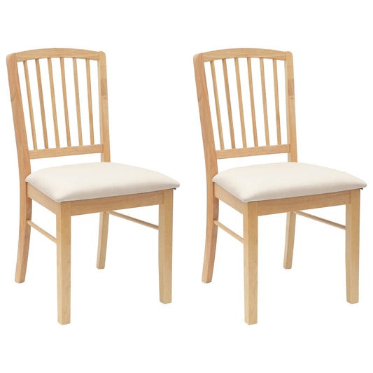 vidaXL Dining Chairs 2 pcs Natural 50 x 52.5 x 91 cm Solid Rubber Wood