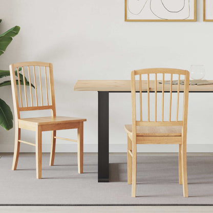 vidaXL Dining Chairs 2 pcs Natural 50 x 52.5 x 91 cm Solid Rubber Wood
