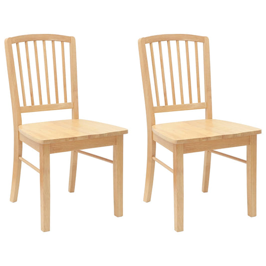 vidaXL Dining Chairs 2 pcs Natural 50 x 52.5 x 91 cm Solid Rubber Wood