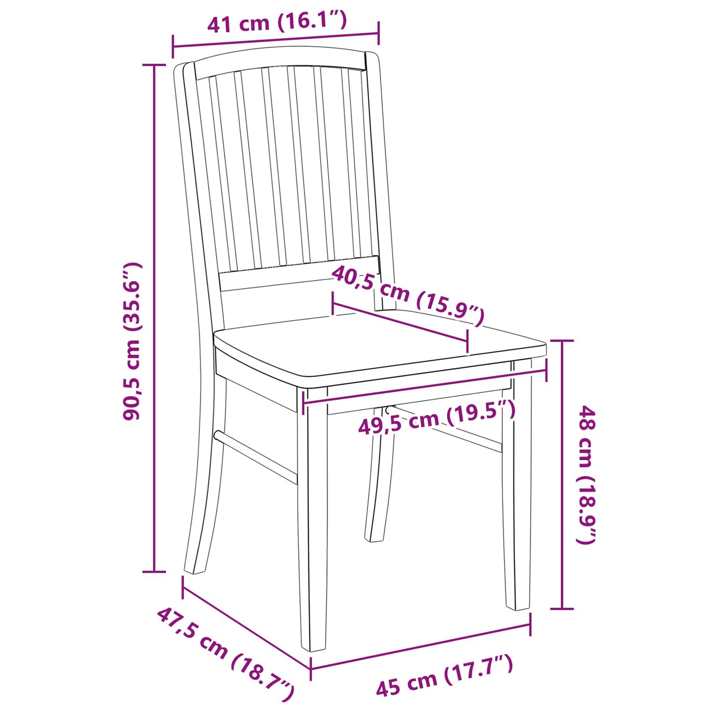 vidaXL Dining Chairs 2 pcs Natural 50 x 52.5 x 91 cm Solid Rubber Wood