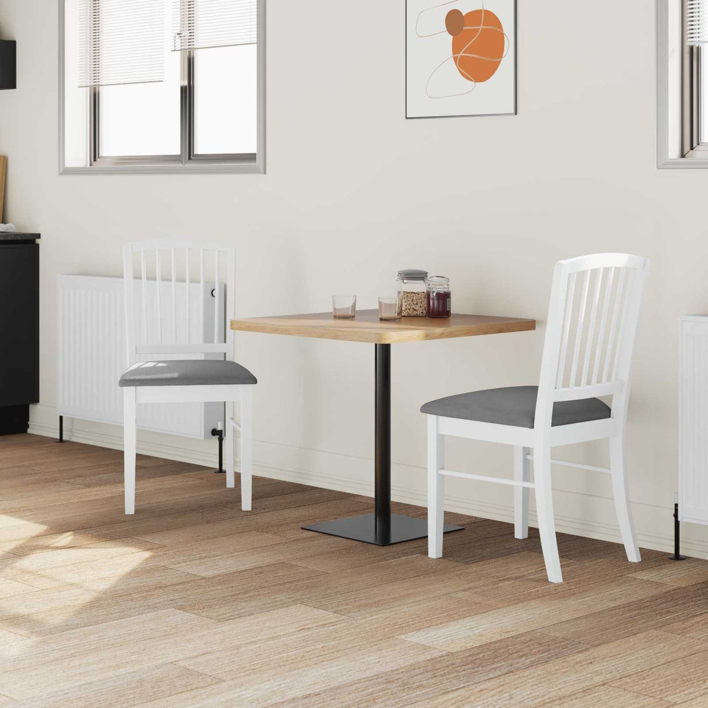 vidaXL Dining Chairs 2 pcs White 50 x 52.5 x 91 cm Solid Rubber Wood