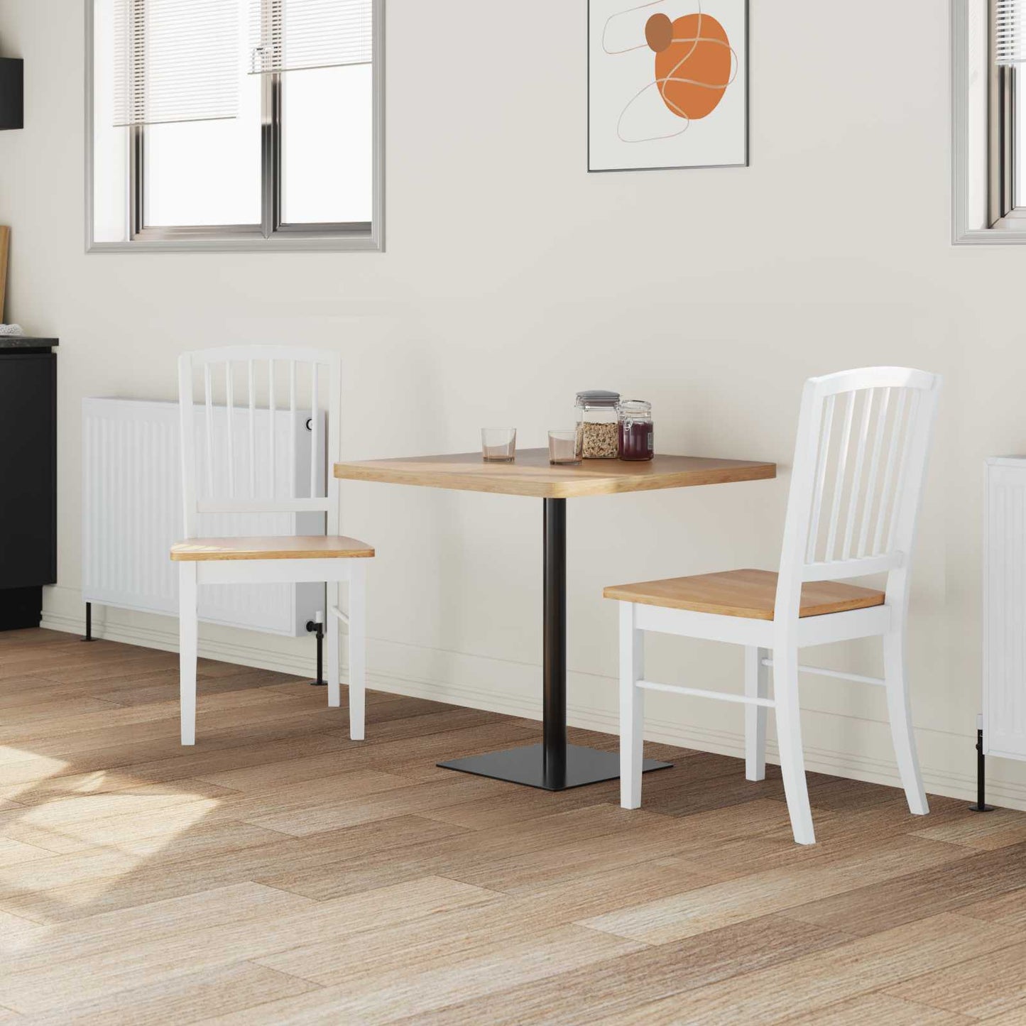 vidaXL Dining Chairs 2 pcs White 50 x 52.5 x 91 cm Solid Rubber Wood