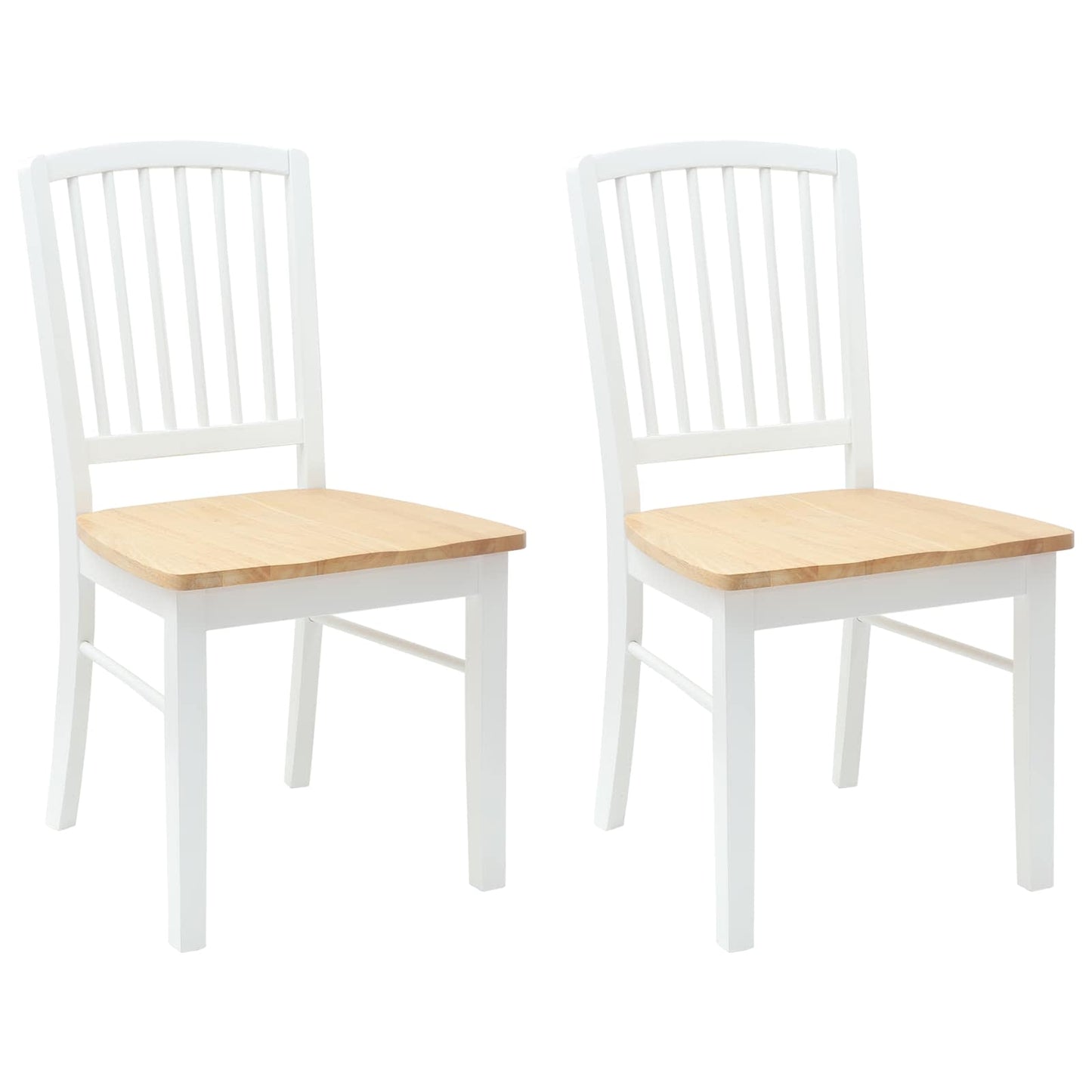 vidaXL Dining Chairs 2 pcs White 50 x 52.5 x 91 cm Solid Rubber Wood