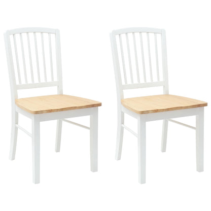 vidaXL Dining Chairs 2 pcs White 50 x 52.5 x 91 cm Solid Rubber Wood