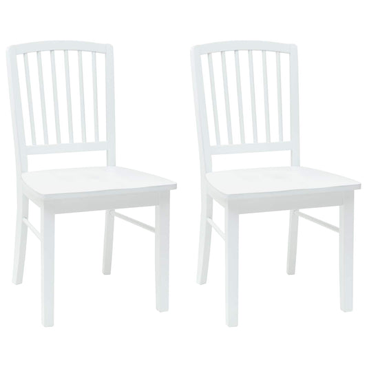 vidaXL Dining Chairs 2 pcs White 50 x 52.5 x 91 cm Solid Rubber Wood