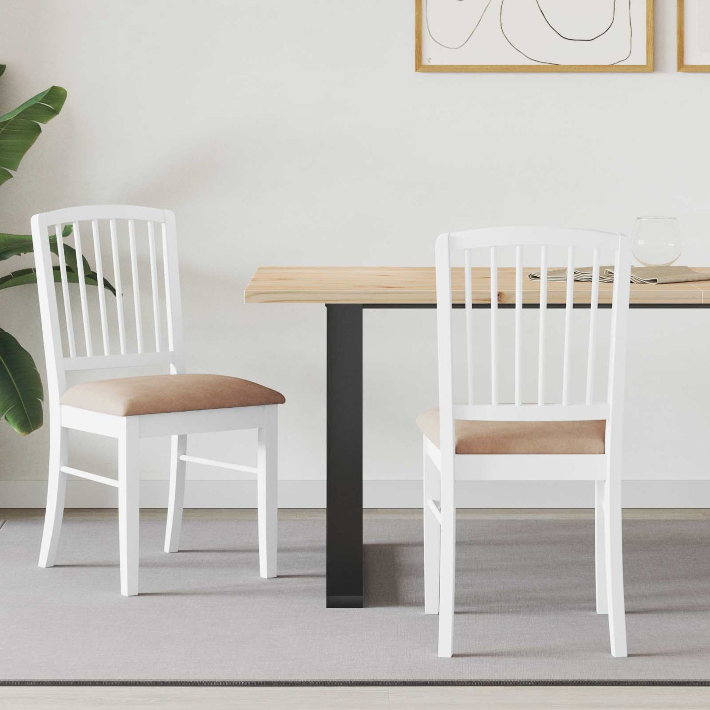 vidaXL Dining Chairs 2 pcs White 50 x 52.5 x 91 cm Solid Rubber Wood