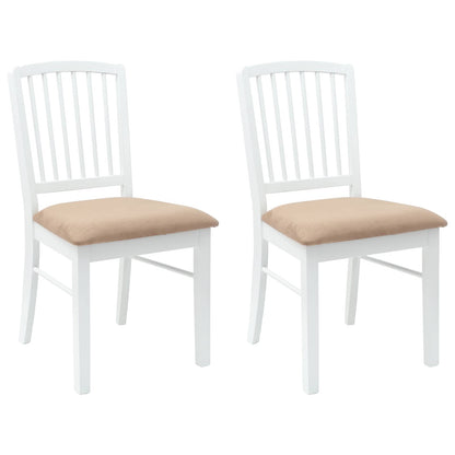 vidaXL Dining Chairs 2 pcs White 50 x 52.5 x 91 cm Solid Rubber Wood