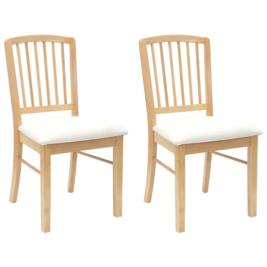 vidaXL Dining Chairs 2 pcs Natural 50 x 52.5 x 91 cm Solid Rubber Wood