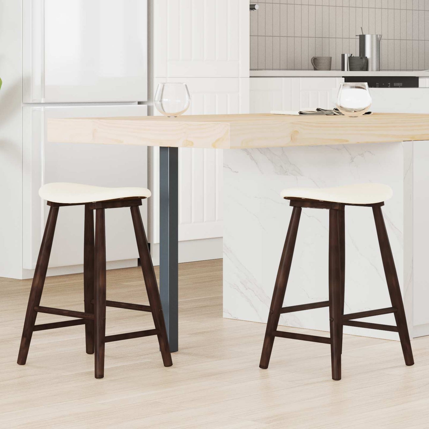 vidaXL Dining Chairs 2 pcs Light Brown 46 x 37 x 63 cm