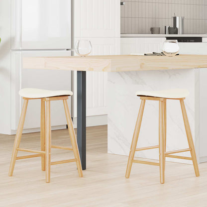 vidaXL Dining Chairs 2 pcs Natural 46 x 37 x 63 cm Solid Rubber Wood