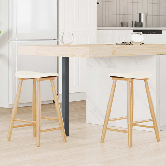 vidaXL Dining Chairs 2 pcs Natural 46 x 37 x 63 cm Solid Rubber Wood