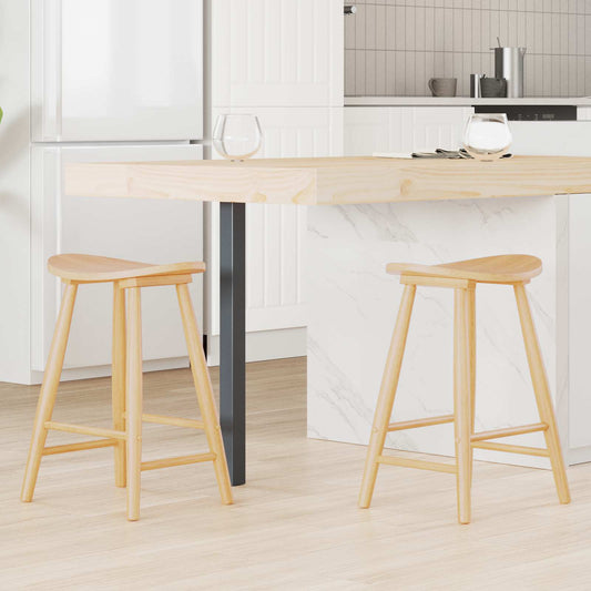 vidaXL Dining Chairs 2 pcs Natural 46 x 37 x 63 cm Solid Rubber Wood