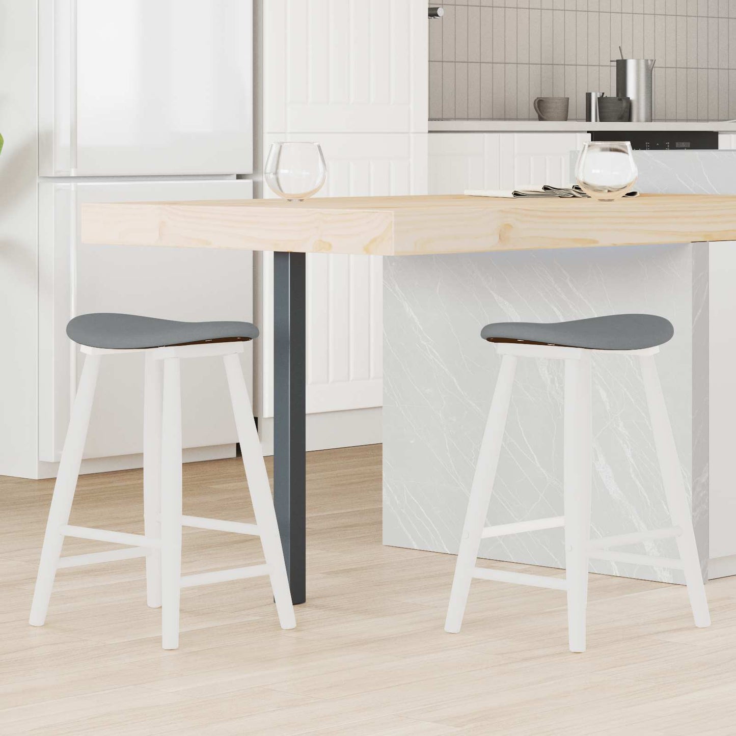 vidaXL Dining Chairs 2 pcs White 46 x 37 x 63 cm Solid Rubber Wood