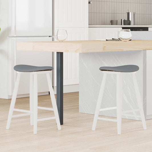 vidaXL Dining Chairs 2 pcs White 46 x 37 x 63 cm Solid Rubber Wood