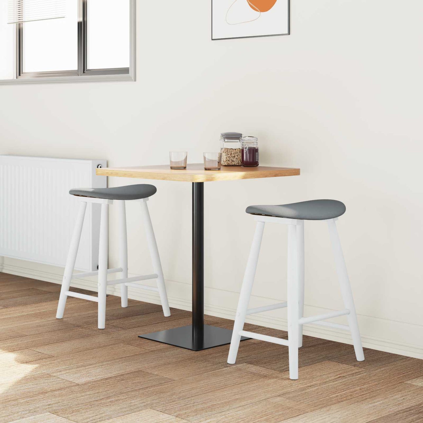 vidaXL Dining Chairs 2 pcs White 46 x 37 x 63 cm Solid Rubber Wood