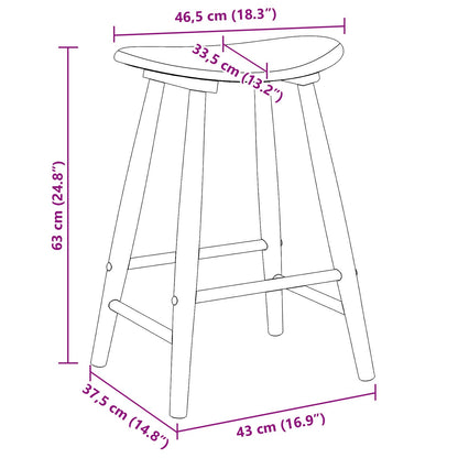 vidaXL Dining Chairs 2 pcs White 46 x 37 x 63 cm Solid Rubber Wood