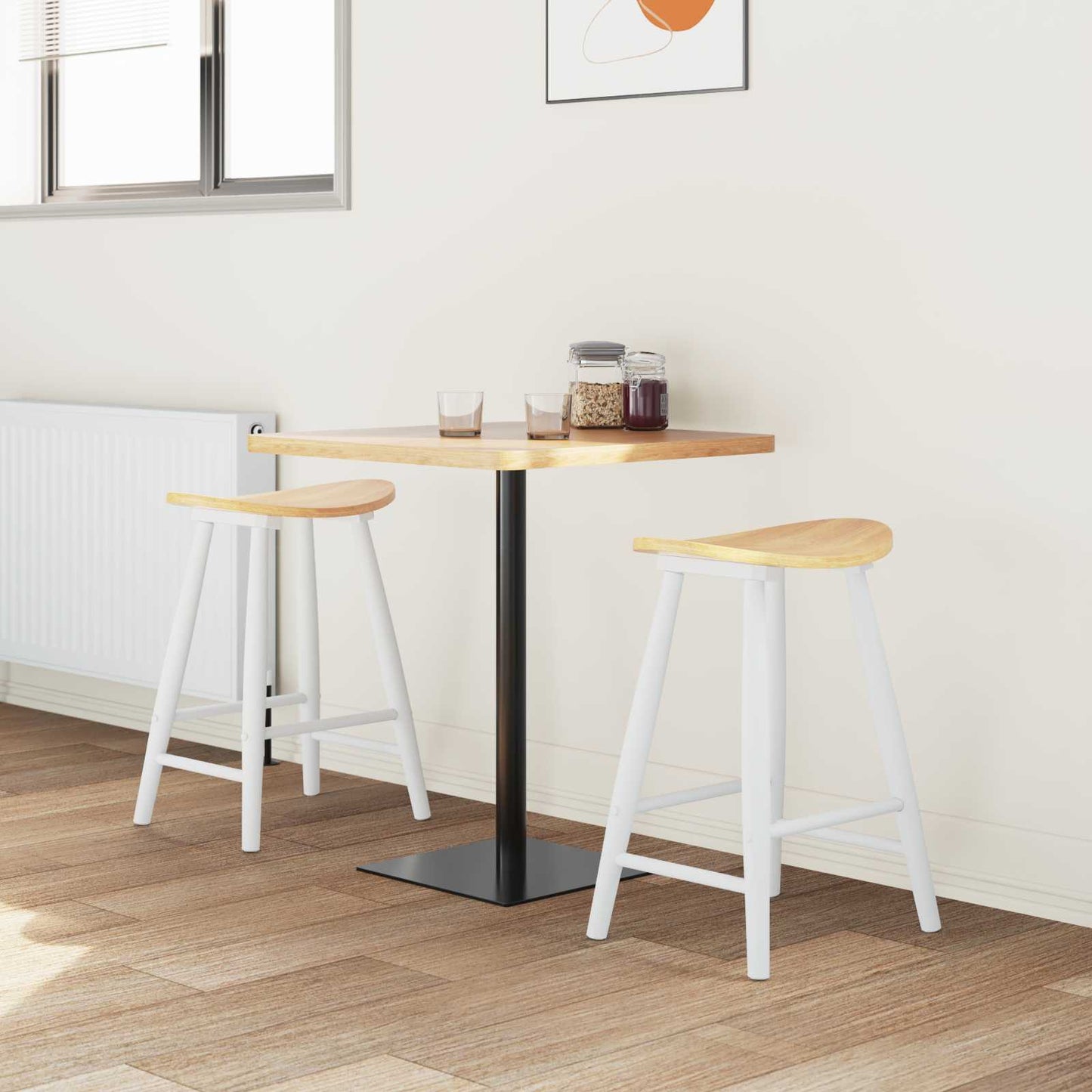 vidaXL Dining Chairs 2 pcs White 46 x 37 x 63 cm Solid Rubber Wood