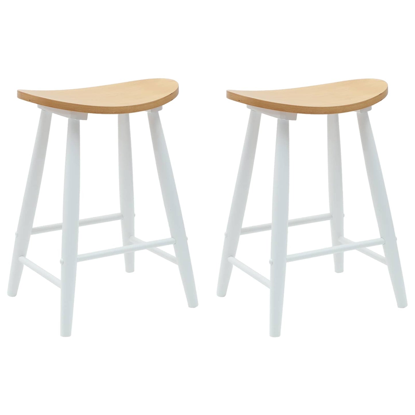 vidaXL Dining Chairs 2 pcs White 46 x 37 x 63 cm Solid Rubber Wood