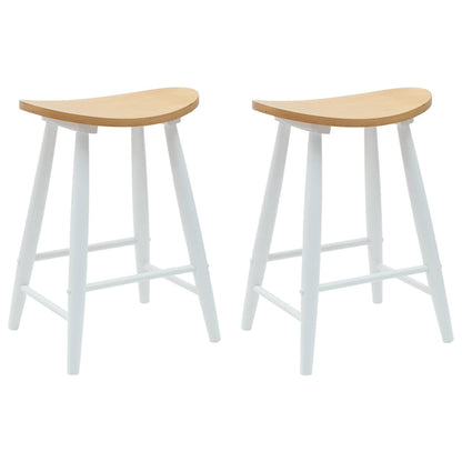 vidaXL Dining Chairs 2 pcs White 46 x 37 x 63 cm Solid Rubber Wood