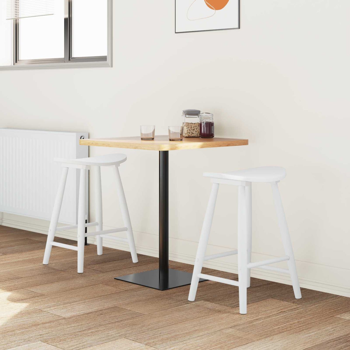 vidaXL Dining Chairs 2 pcs White 46 x 37 x 63 cm Solid Rubber Wood