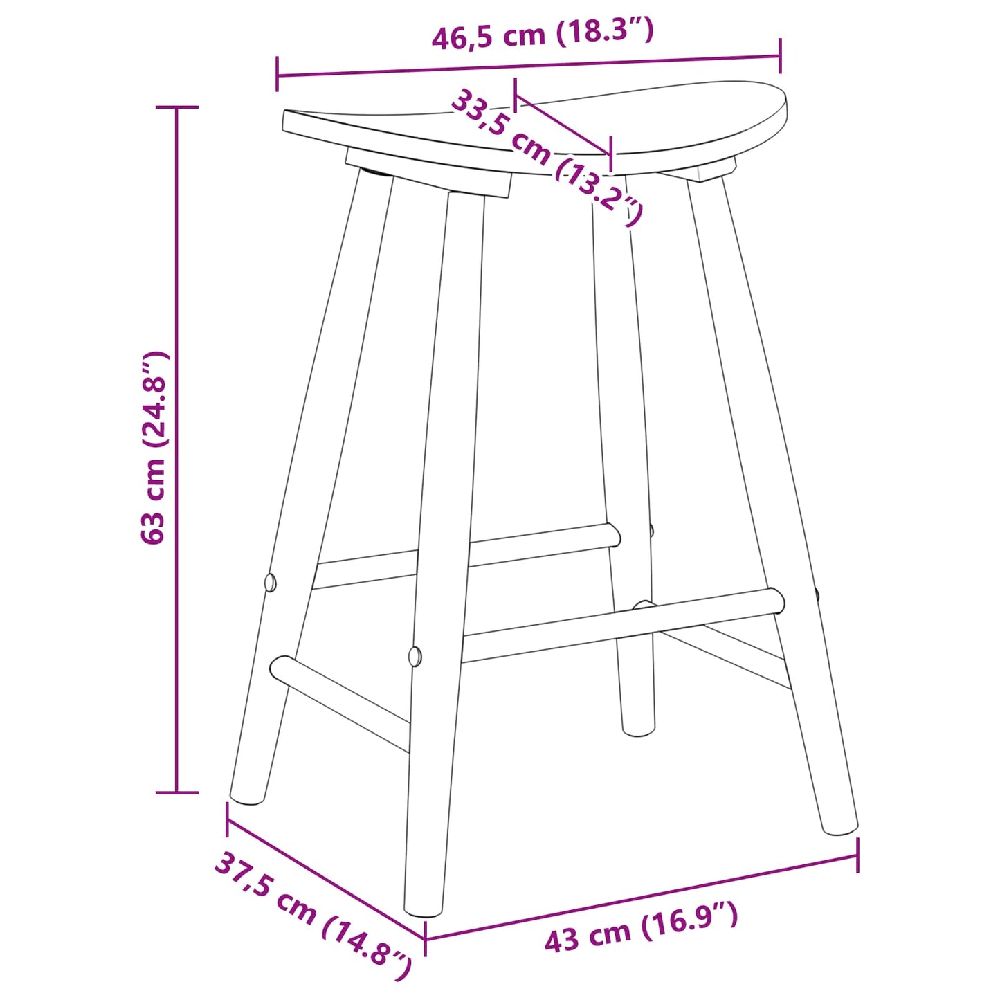 vidaXL Dining Chairs 2 pcs White 46 x 37 x 63 cm Solid Rubber Wood