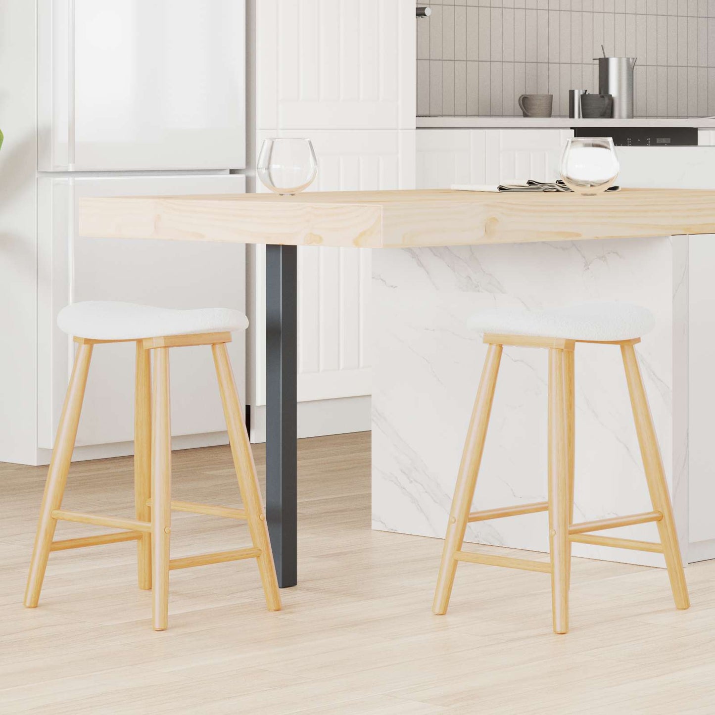 vidaXL Dining Chairs 2 pcs Natural 46 x 37 x 63 cm Solid Rubber Wood