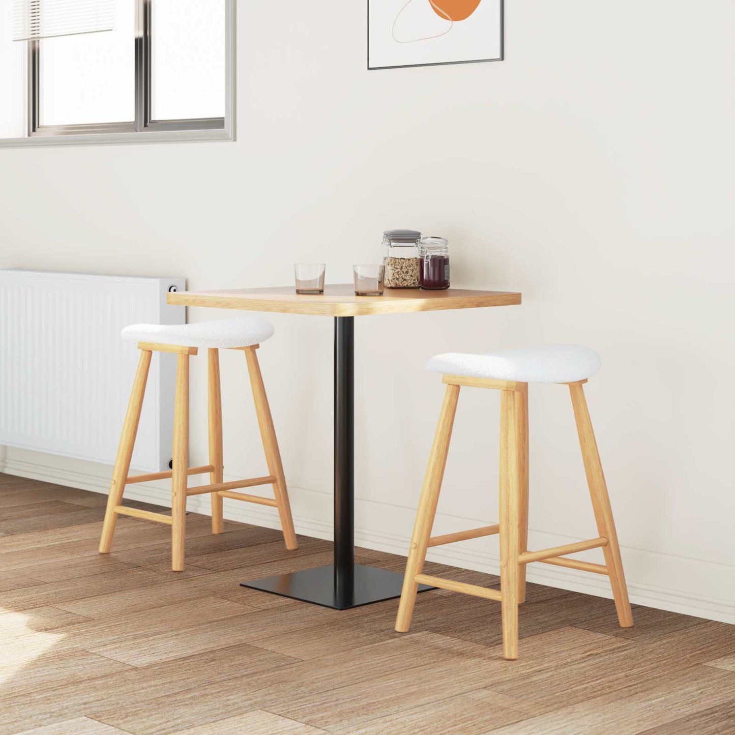 vidaXL Dining Chairs 2 pcs Natural 46 x 37 x 63 cm Solid Rubber Wood