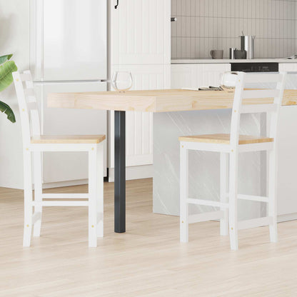 vidaXL Dining Chairs 2 pcs Solid Rubber Wood White 40 x 47.5 x 99.5 cm