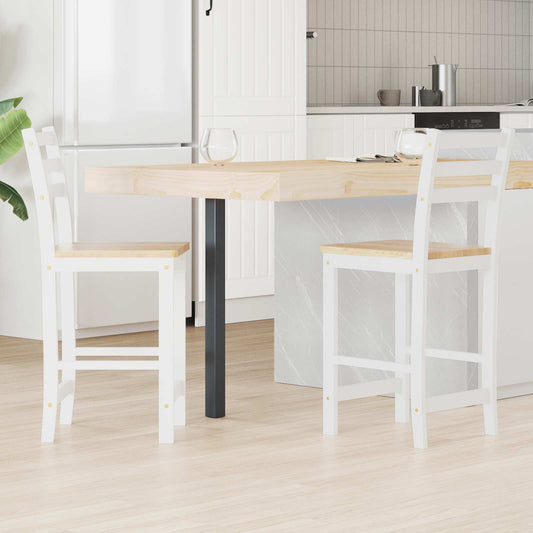 vidaXL Dining Chairs 2 pcs Solid Rubber Wood White 40 x 47.5 x 99.5 cm