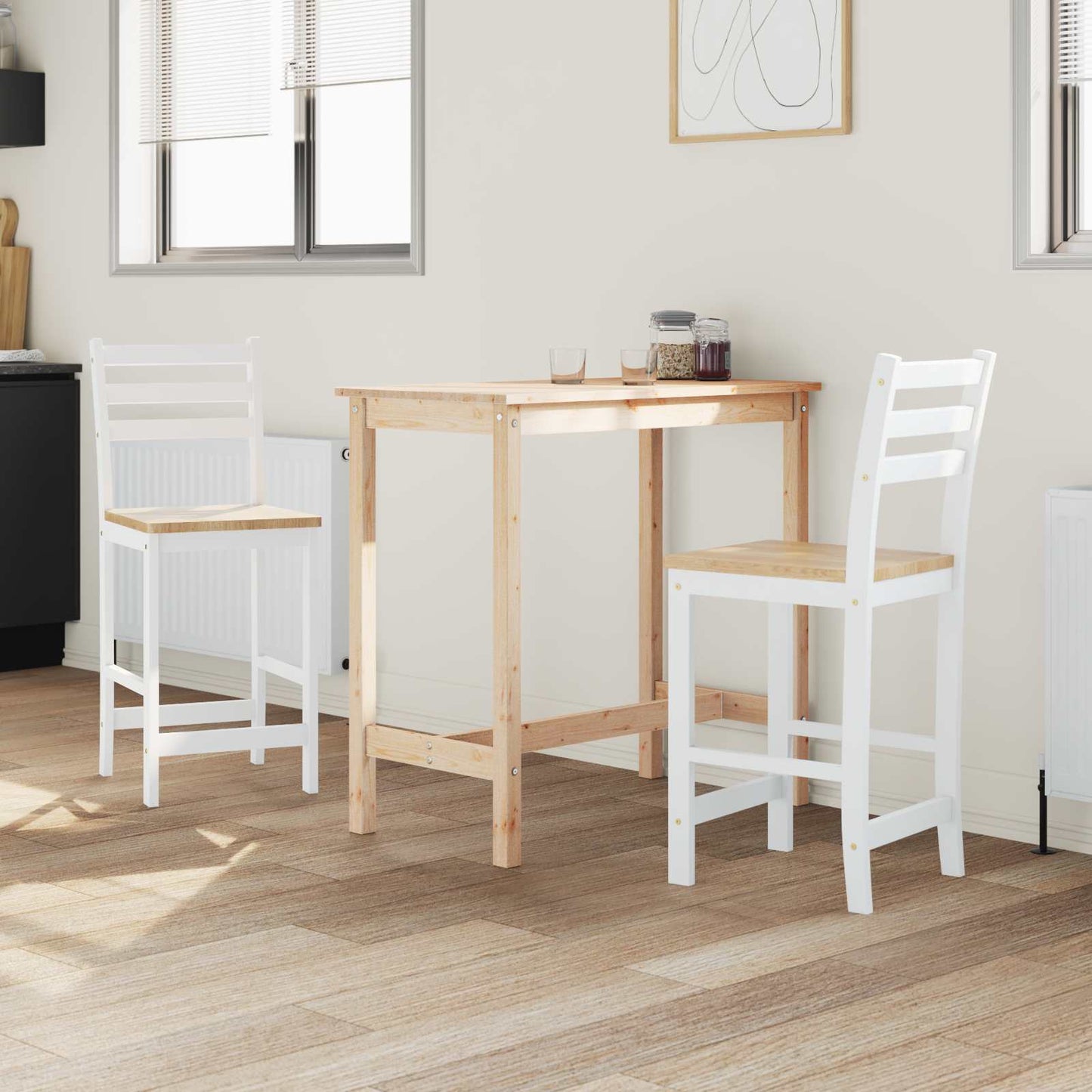 vidaXL Dining Chairs 2 pcs Solid Rubber Wood White 40 x 47.5 x 99.5 cm