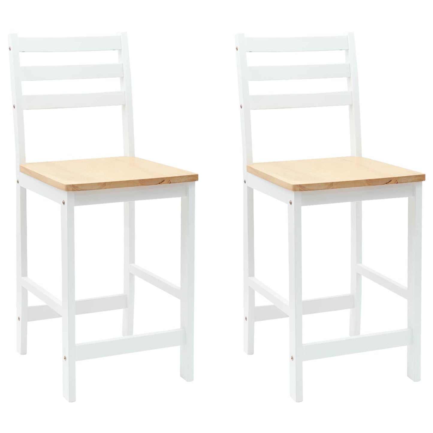 vidaXL Dining Chairs 2 pcs Solid Rubber Wood White 40 x 47.5 x 99.5 cm