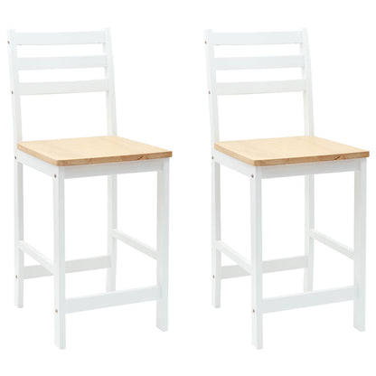 vidaXL Dining Chairs 2 pcs Solid Rubber Wood White 40 x 47.5 x 99.5 cm