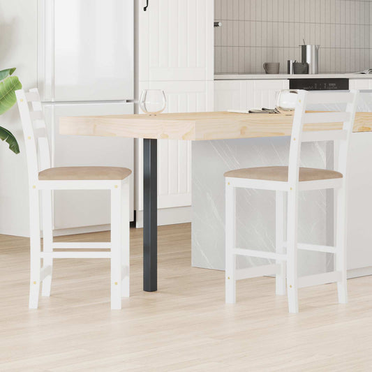 vidaXL Dining Chairs 2 pcs White 40 x 47.5 x 99.5 cm Solid Rubber Wood