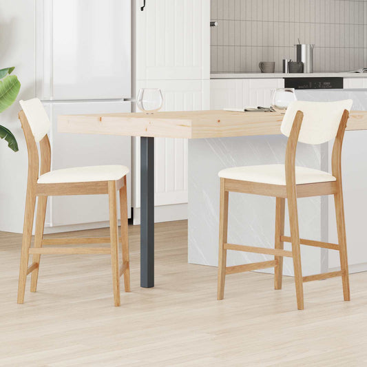vidaXL Dining Chairs 2 pcs Natural 48 x 49 x 95 cm Solid Rubber Wood