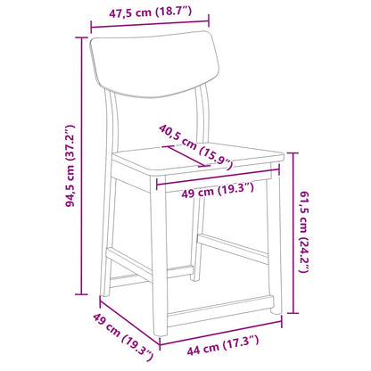vidaXL Dining Chairs 2 pcs Natural 48 x 49 x 95 cm Solid Rubber Wood
