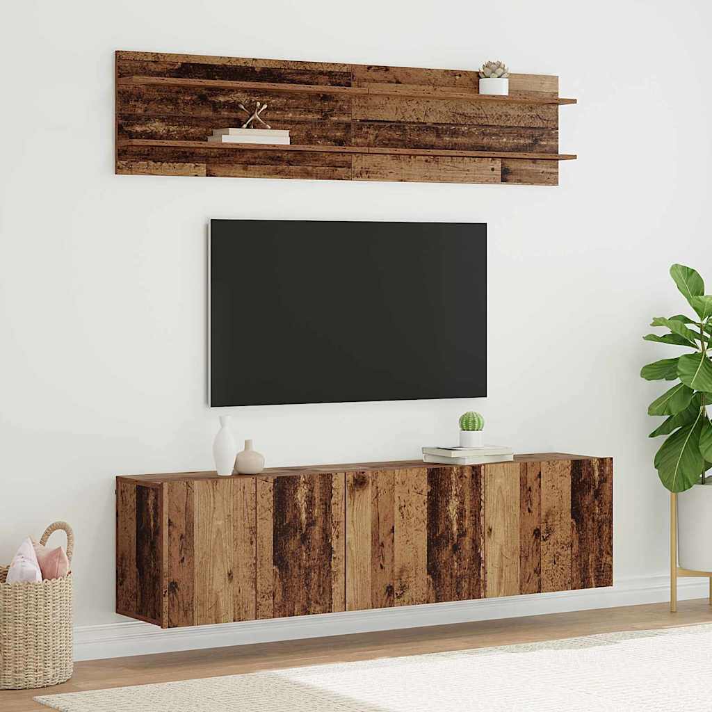vidaXL TV Units Wall-mounted 6 pcs Old wood Engineered wood