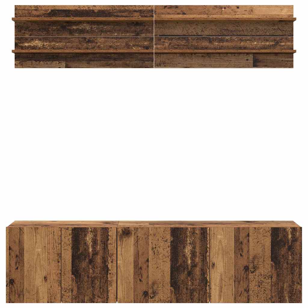 vidaXL TV Units Wall-mounted 6 pcs Old wood Engineered wood