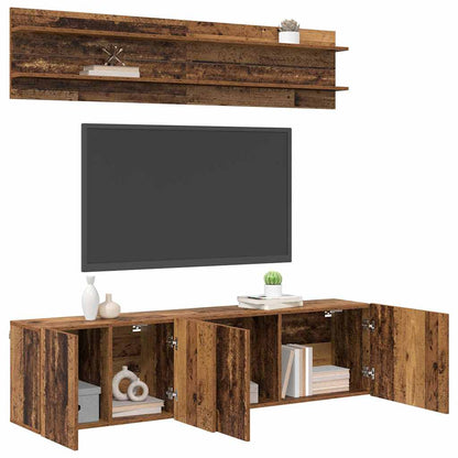 vidaXL TV Units Wall-mounted 6 pcs Old wood Engineered wood