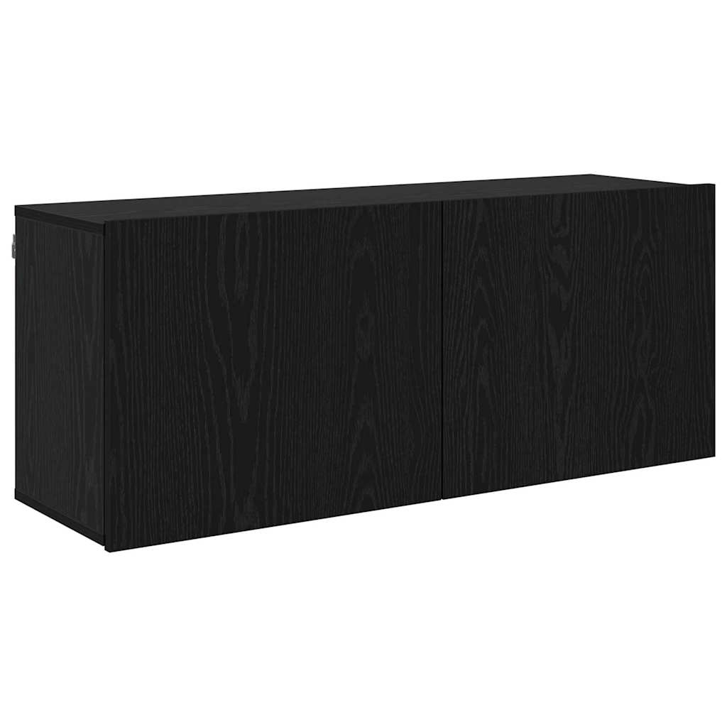 vidaXL TV Units Wall-mounted 6 pcs Black oak Engineered wood