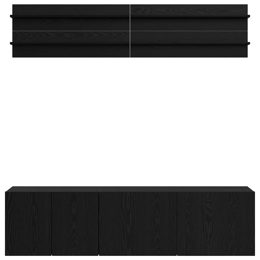 vidaXL TV Units Wall-mounted 6 pcs Black oak Engineered wood