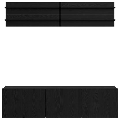 vidaXL TV Units Wall-mounted 6 pcs Black oak Engineered wood