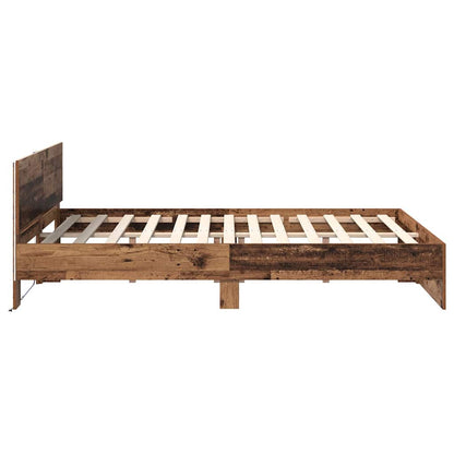 vidaXL Bed Frame with Headboard Old Wood 140 x 190 cm Engineered Wood